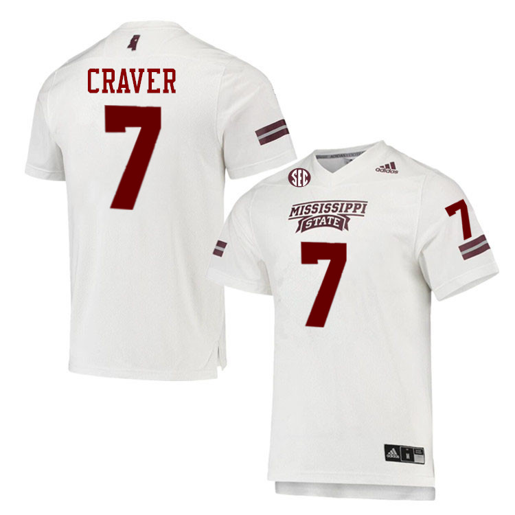 Men #7 Mario Craver Mississippi State Bulldogs College Football Jerseys Stitched-White